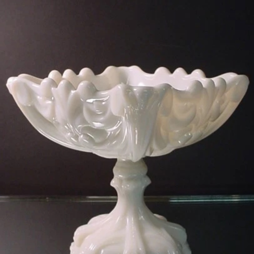 Portieux Vallerystahl Milk Glass Compote Bowl Antique